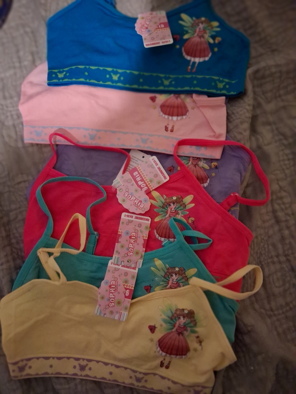 Girls' Colorful Fairy Bra And Breifs Pack of Mixed Colors